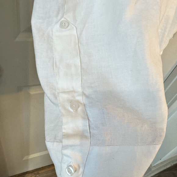 NWOT Marsotto Formale White 100% Linen Coastal Shirt Dress, size M/L - Picture 4 of 8